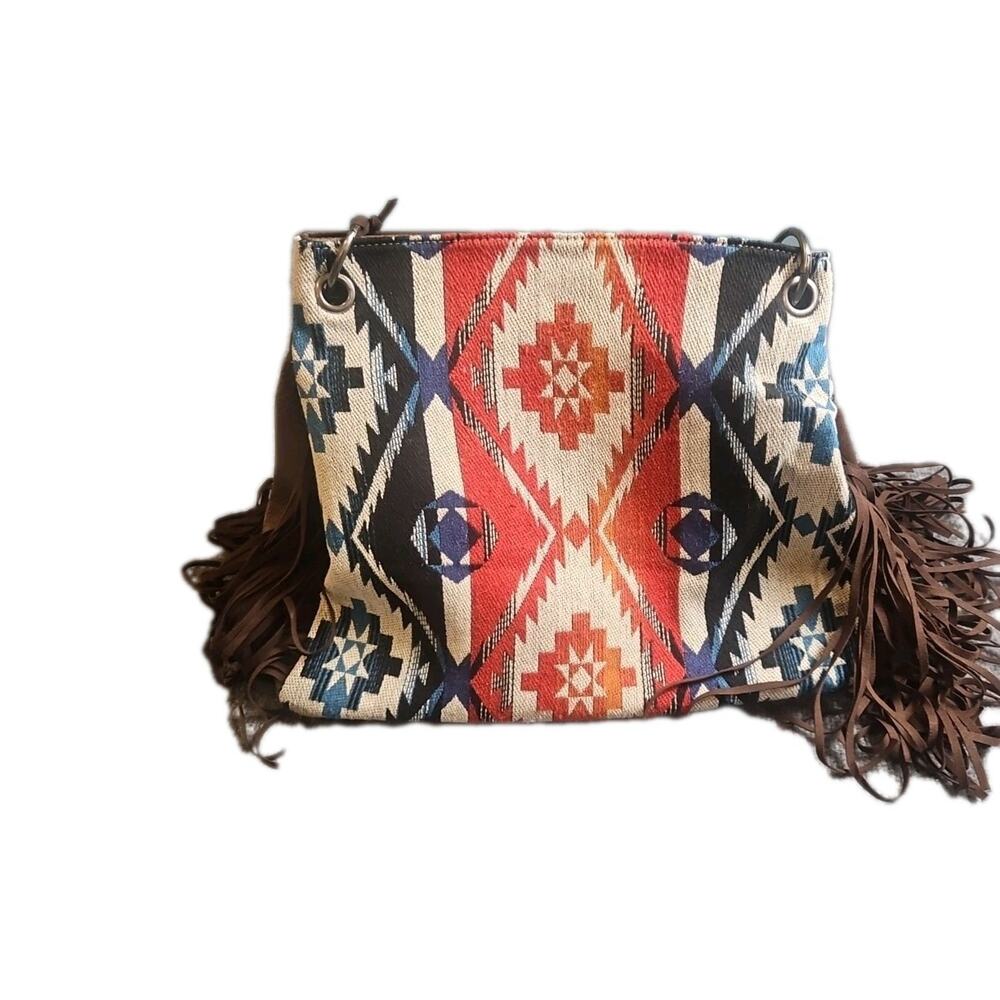 Angel Ranch Western Womens Hobo Bag Conceal Carry Fringe Multicolor D330002197